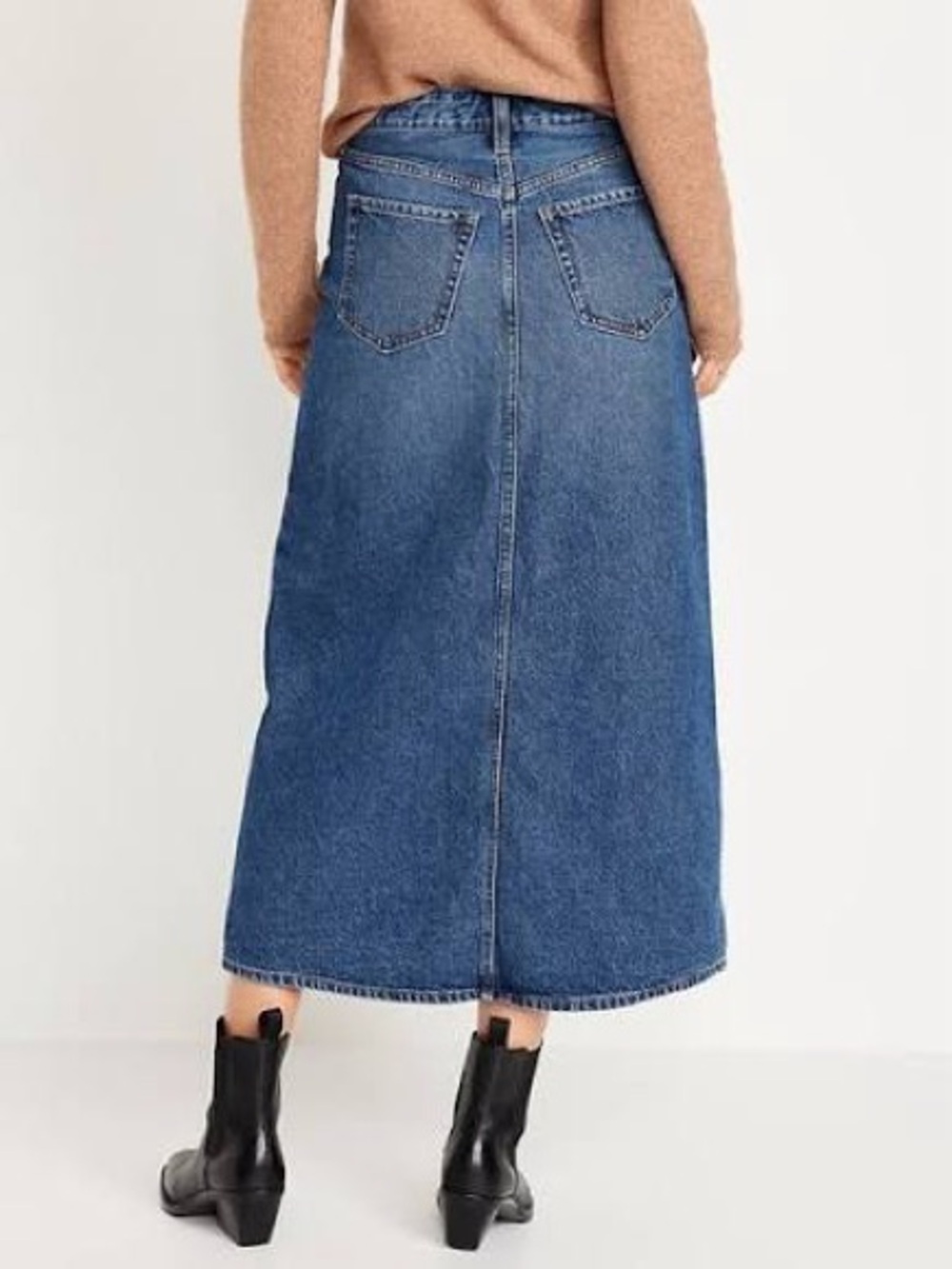Old Navy Blue Denim Maxi Skirt with Back Pockets